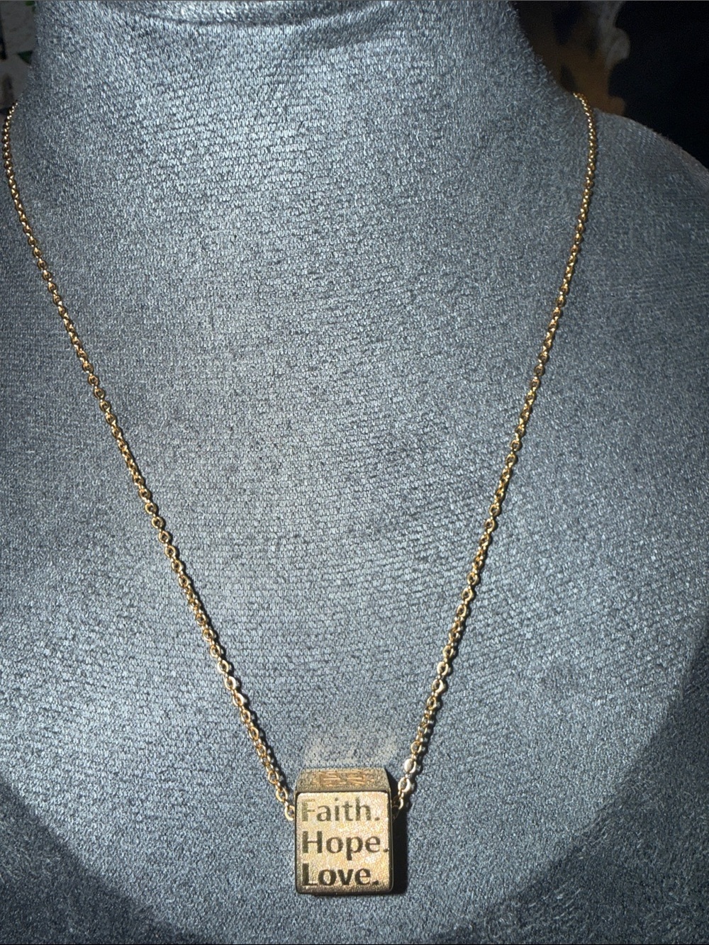 Rustic Cuff Gold Faith Hope Love Pendant Necklace